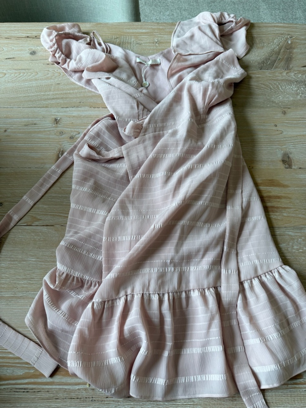 Wayf Blush Off-Shoulder Ruffle Wrap Mini Dress - Picture 5 of 6
